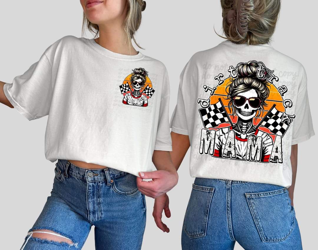Dirt Track Mama Skeleton With Pocket -SHIRT