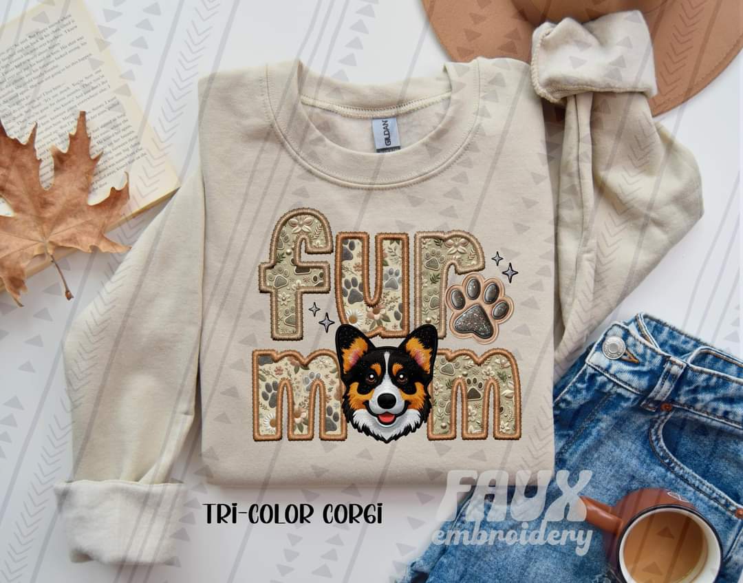 Fur Mom Corgi Tri Color Dog-SHIRT