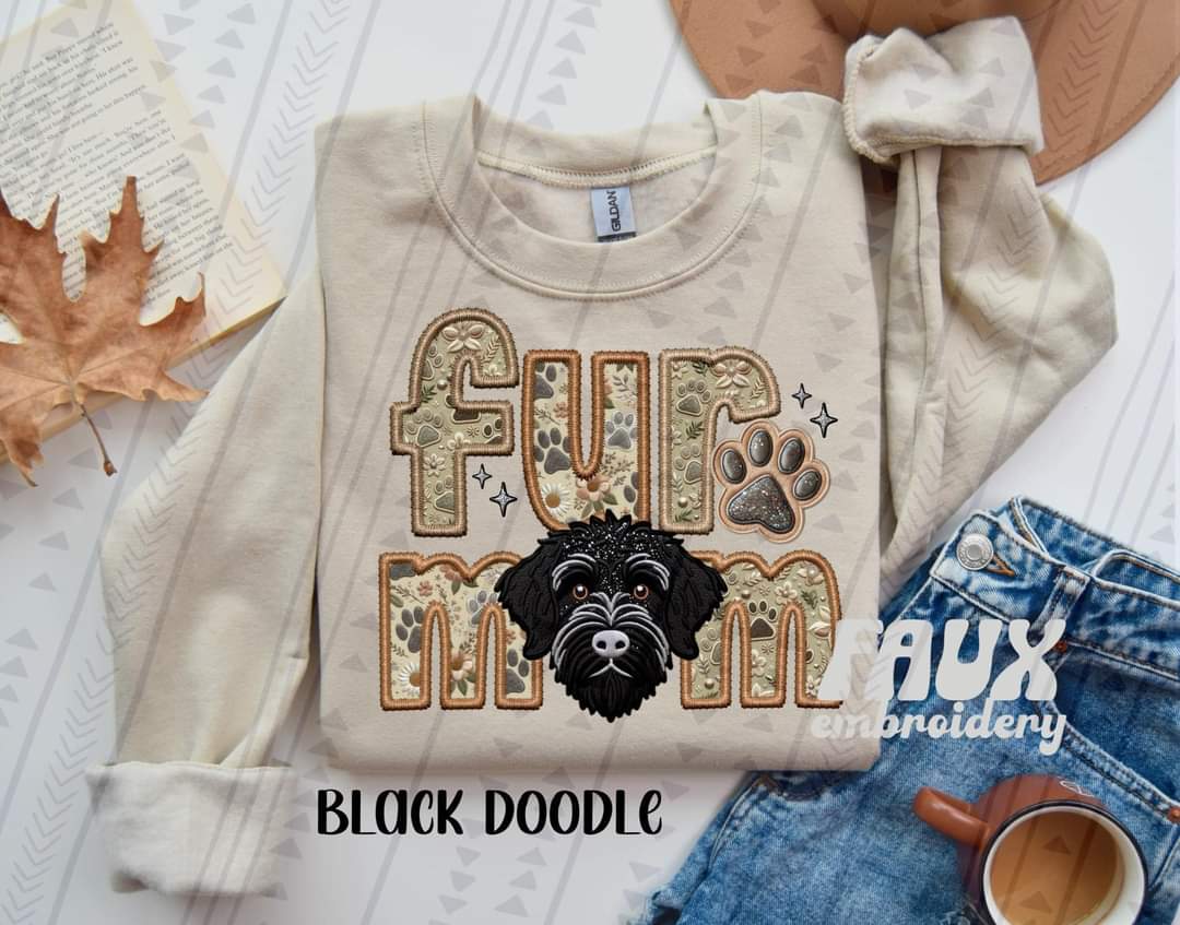Fur Mom Doodle Black Dog-SHIRT