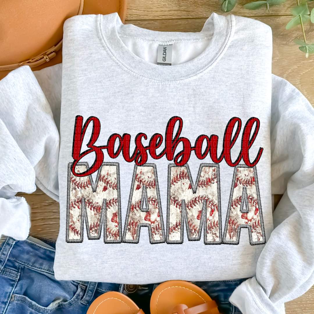 Baseball Mama Distresed Laces Varsity - SHIRT
