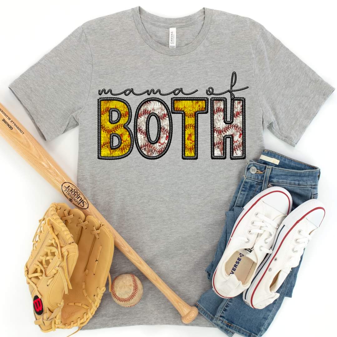 Mama Of Both Baseball And Softball Distresed Laces Varsity - SHIRT