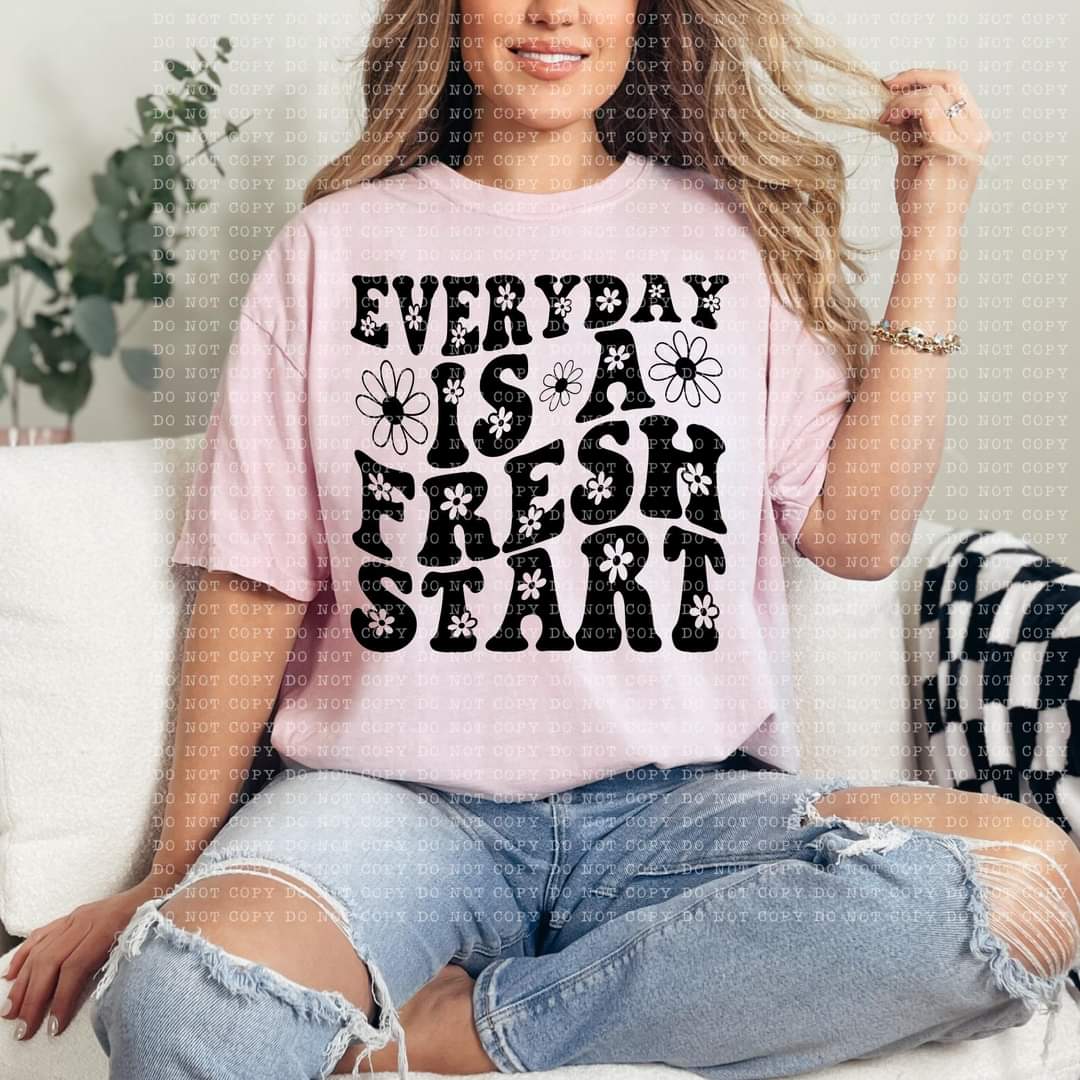 Everyday Is A Fresh Start Black Floral - SHIRT