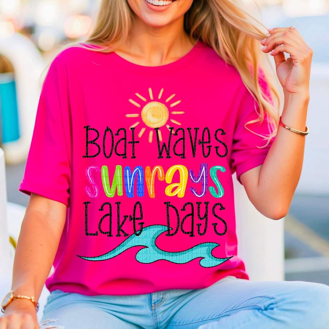 Boat Waves Sun Rays Lake Days - SHIRT