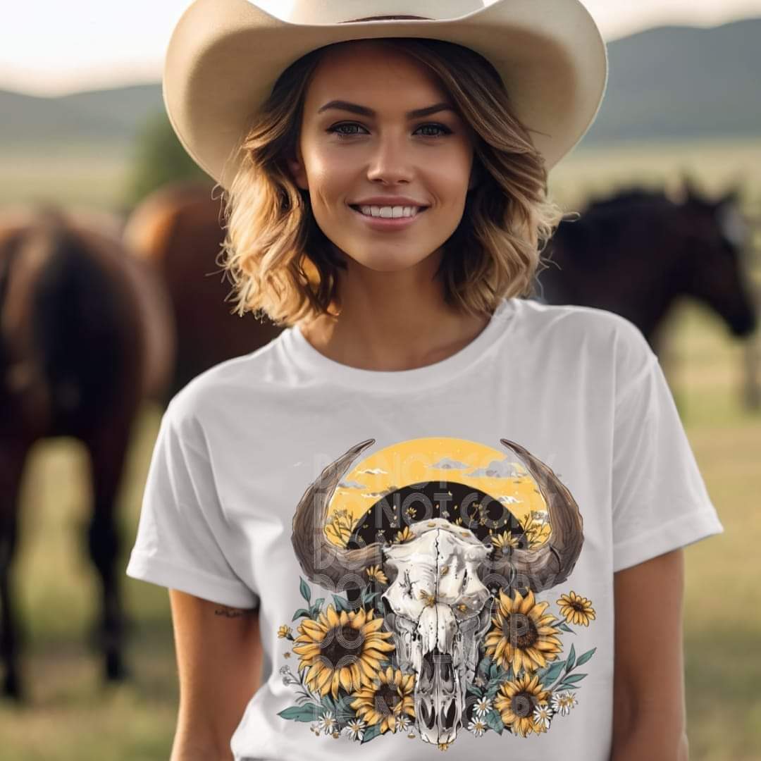 Bull Skull And Sunflowers - SHIRT