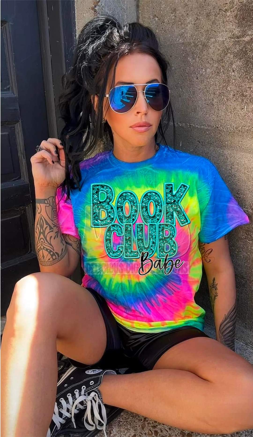 Book Club Babe Faux Embroidery-SHIRT