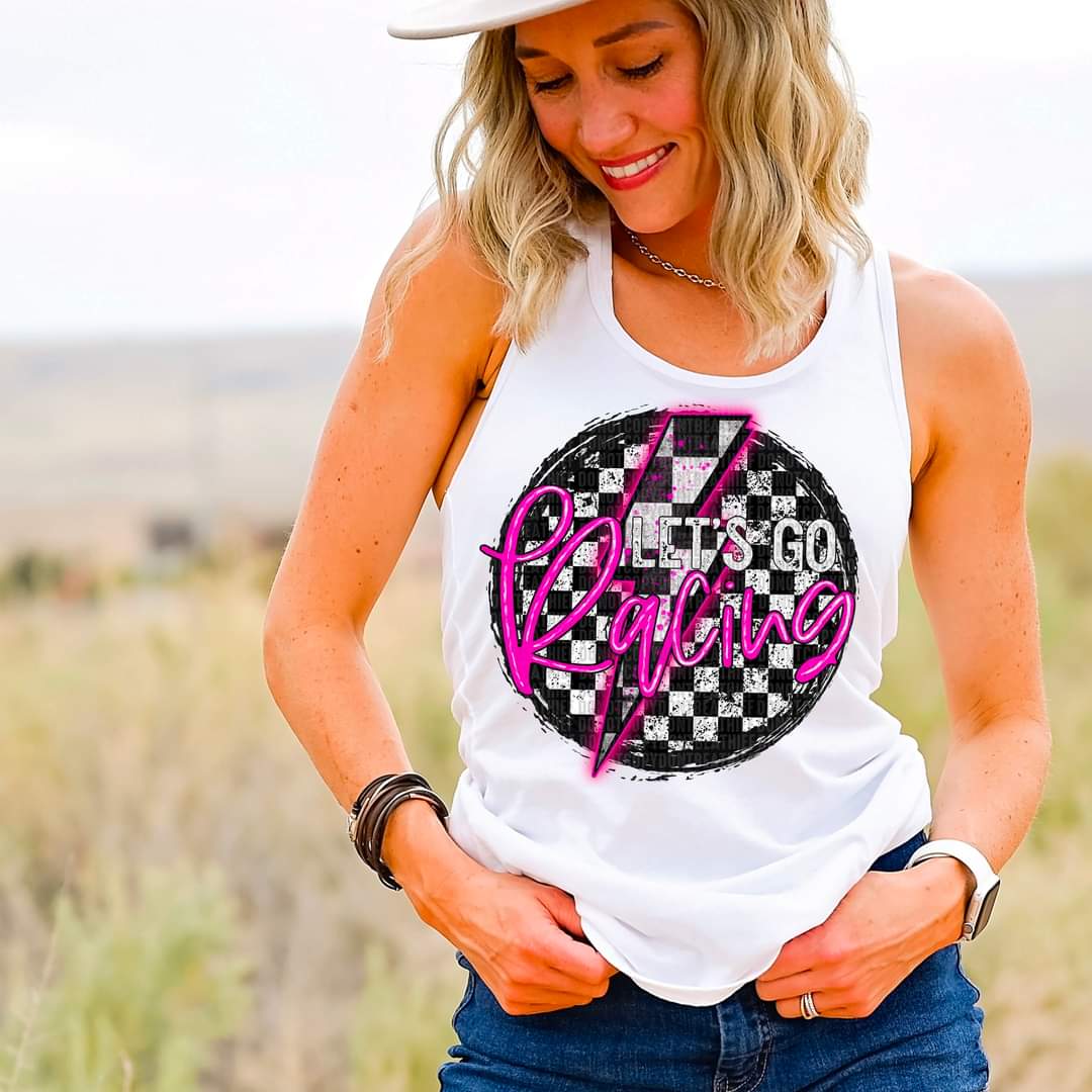 Let Go Racing Checkered Purple-SHIRT