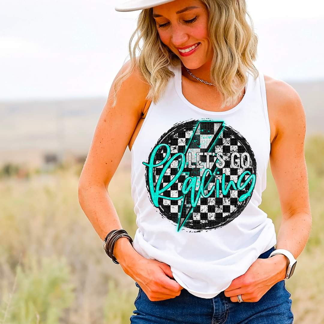 Let Go Racing Checkered Teal-SHIRT