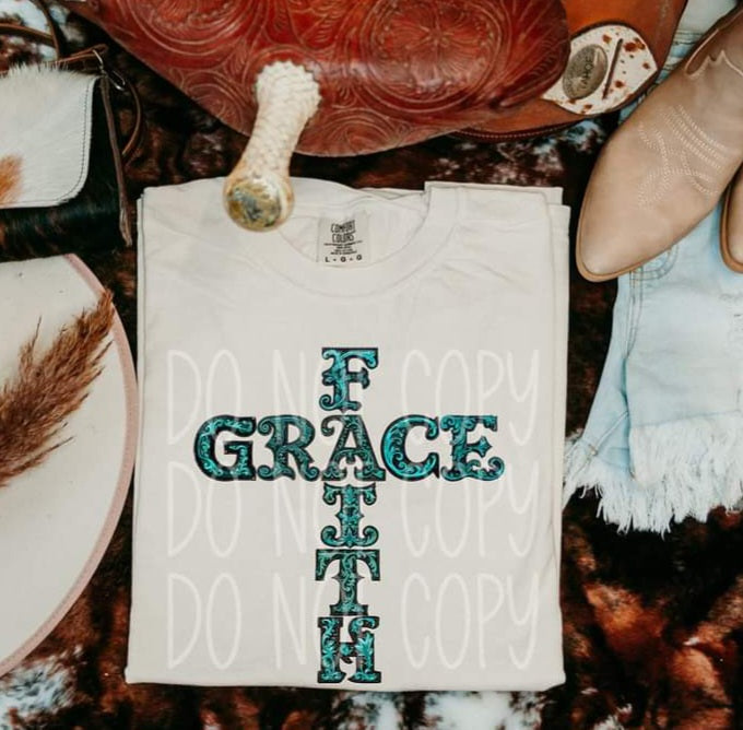 Faith Grace Cross Faux Leather - SHIRT PHD