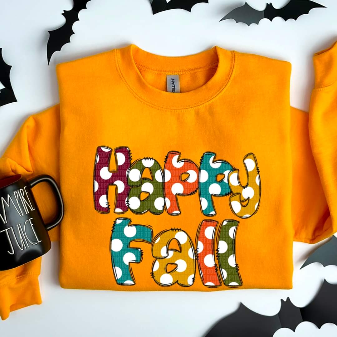 Happy Fall Poka Dot Letters - SHIRT SDD