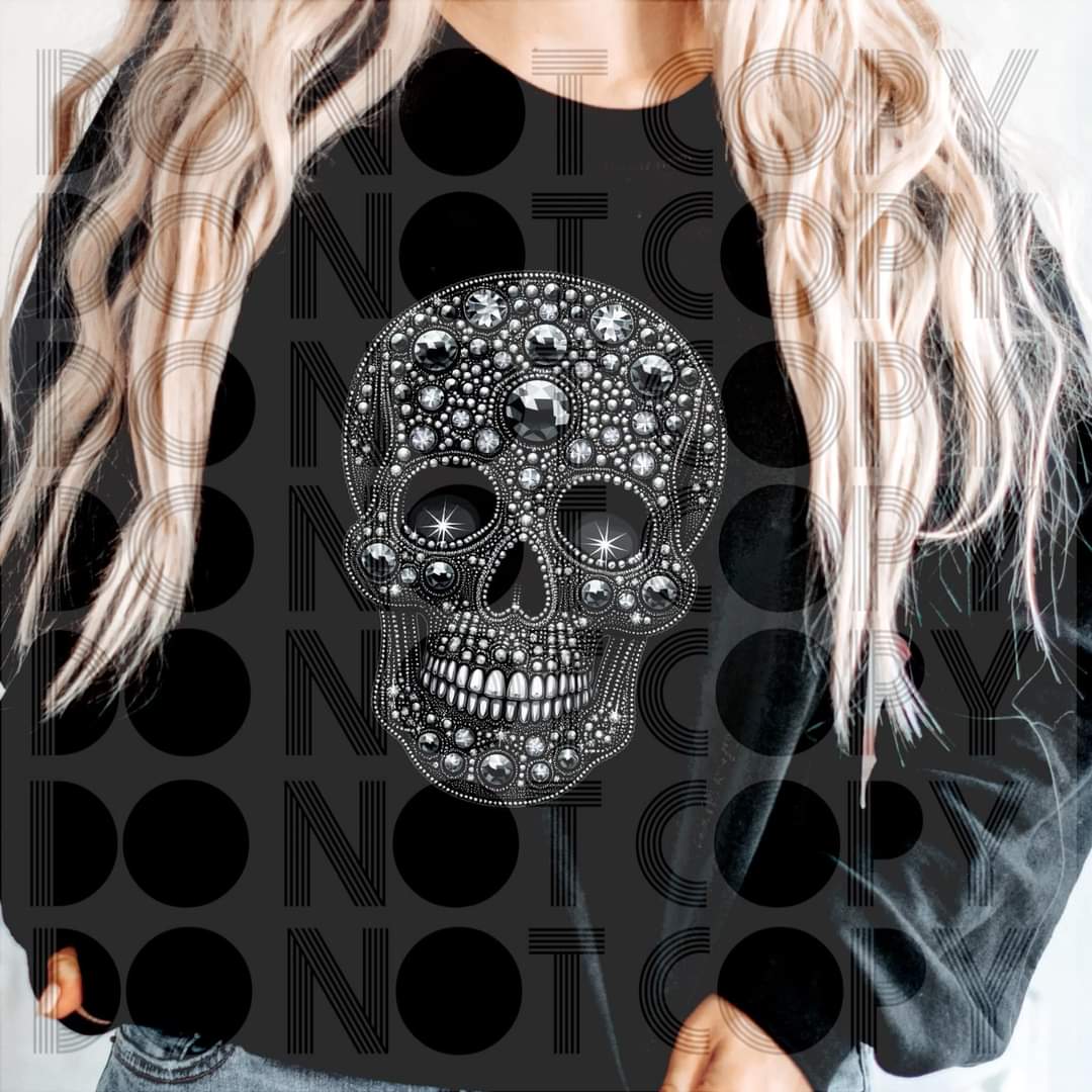 Skull Black Faux Rhinestone - SHIRT RHD