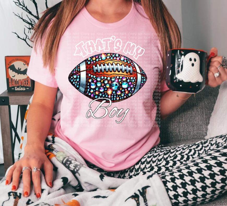 That's My Boy Faux Rhinestone Football - SHIRT DDD