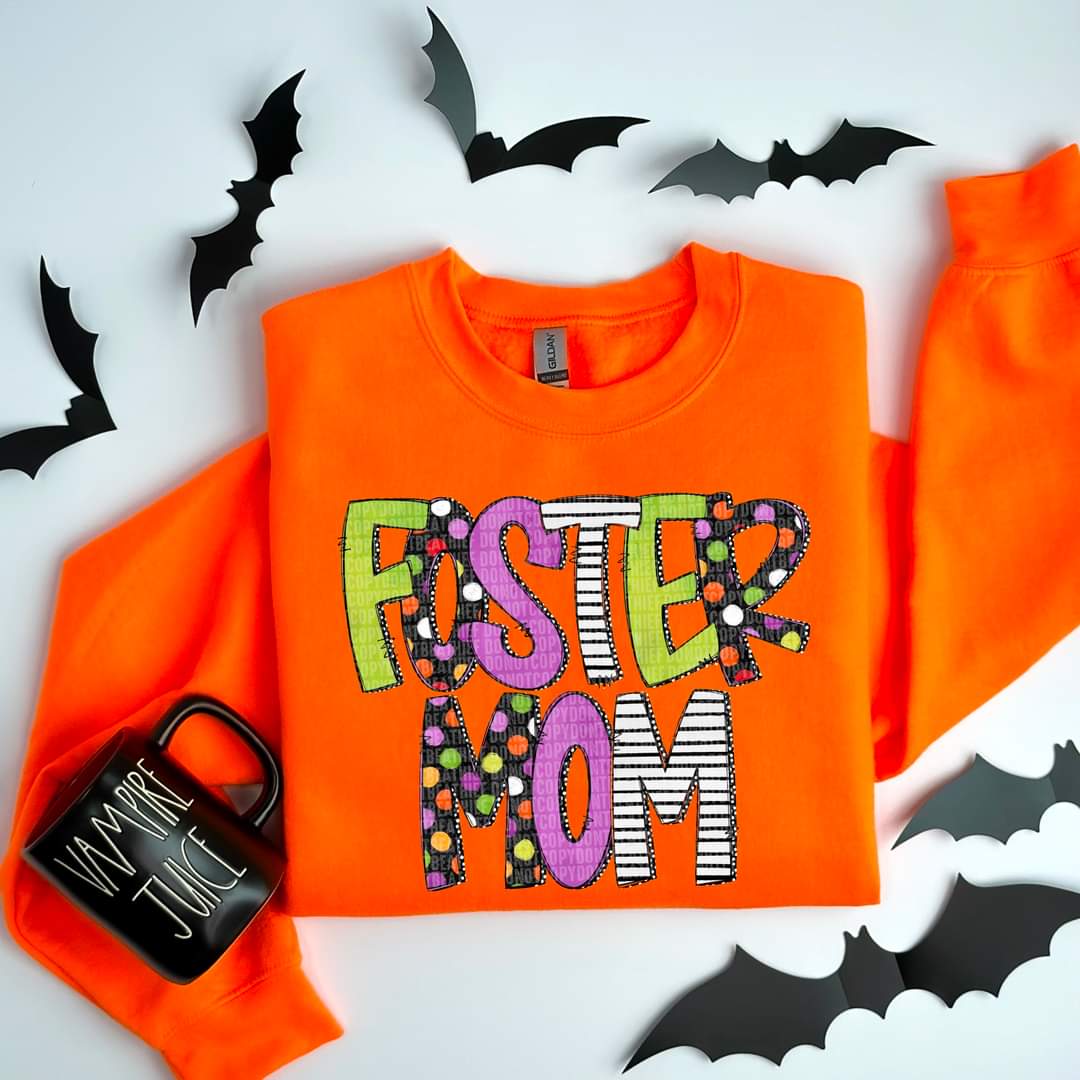 Halloween Letters Mom, Bonus, Foster - SHIRT SDD *indicate in note section which name