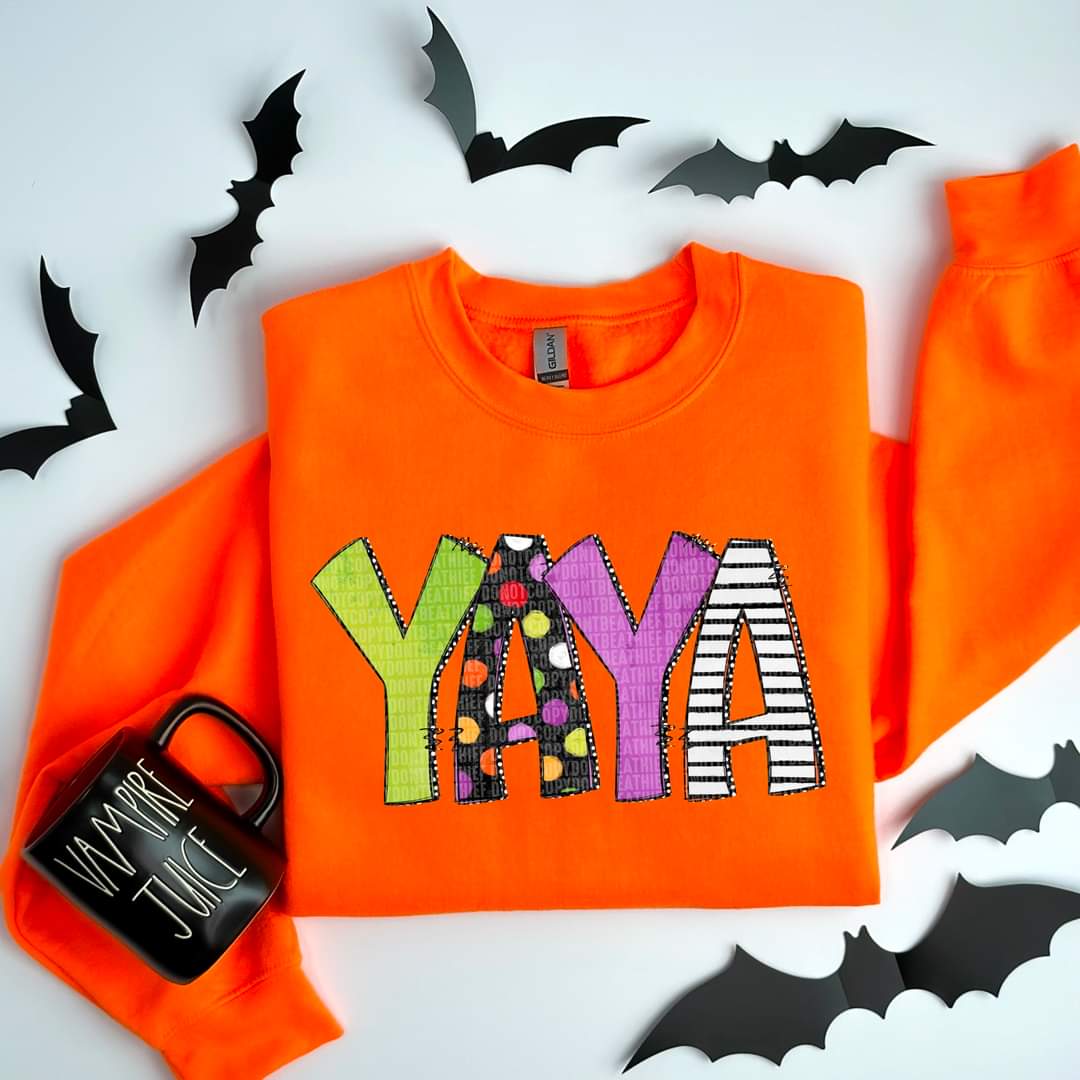 Halloween Letters Grandma, Nana, etc.- SHIRT SDD *indicate in note section which name