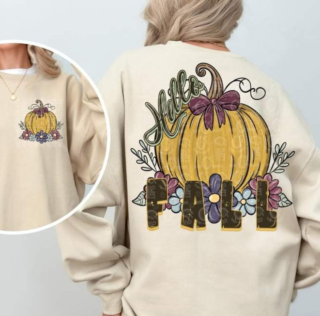 Hello Fall with Pumpkin & Flowers - SHIRT CS.S.T