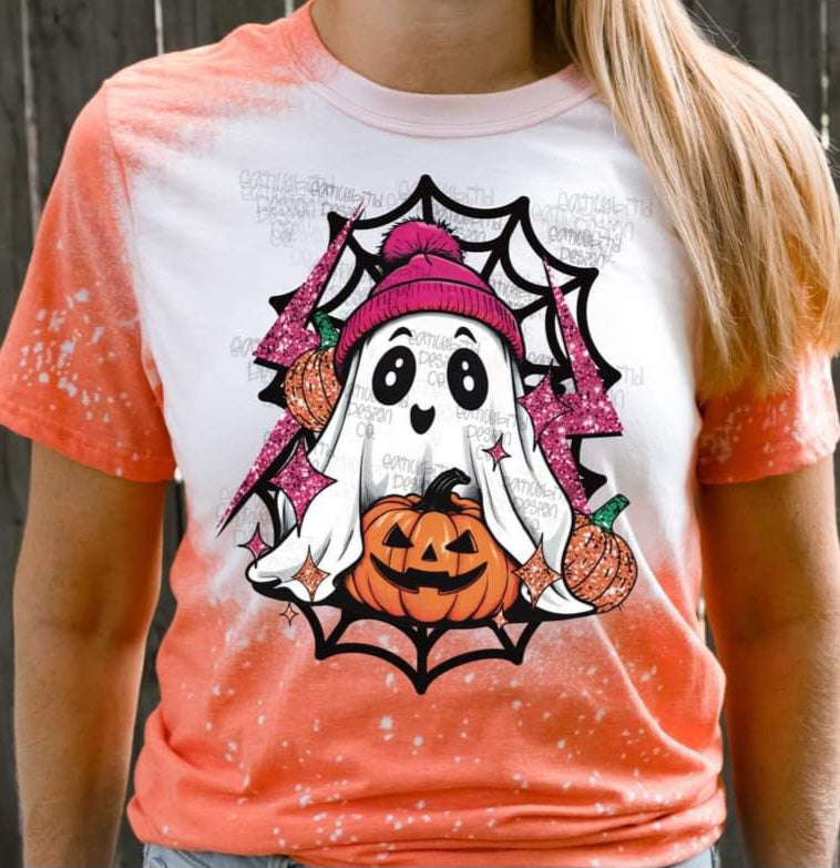 Halloween Ghost and Pumpkin Faux Glitter - KIDS SHIRT EB.D.C
