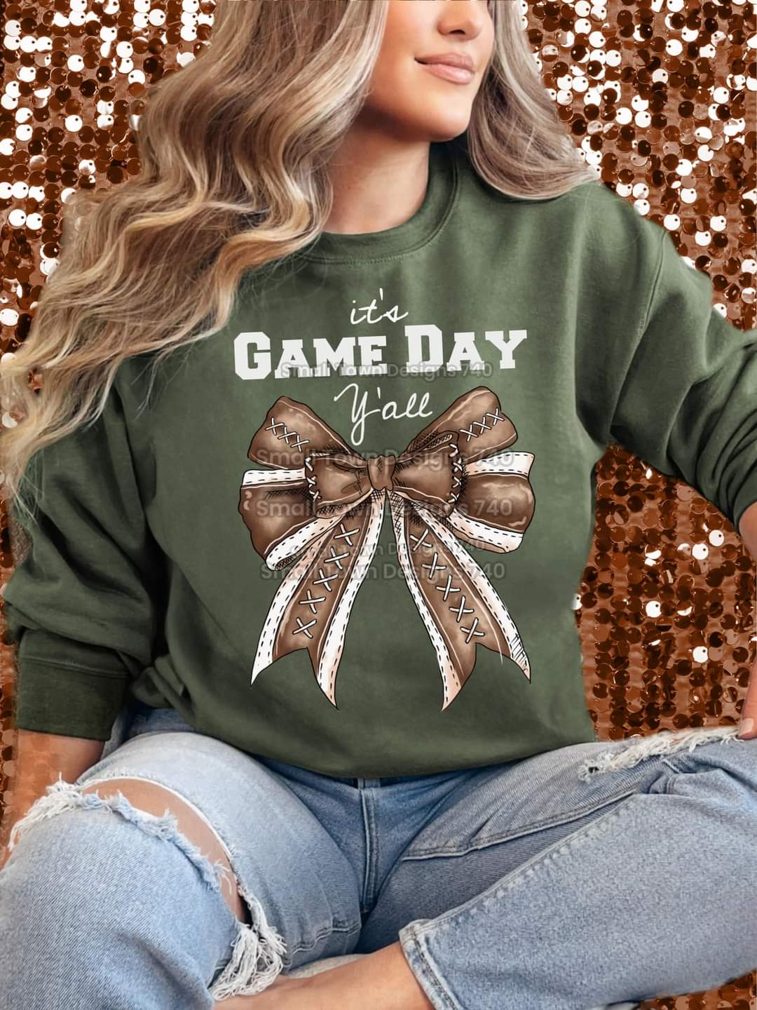 It’s Game Day Y'all with Bow & Brown or White Letters- SHIRT SM.T.D24 *indicate in note section which design