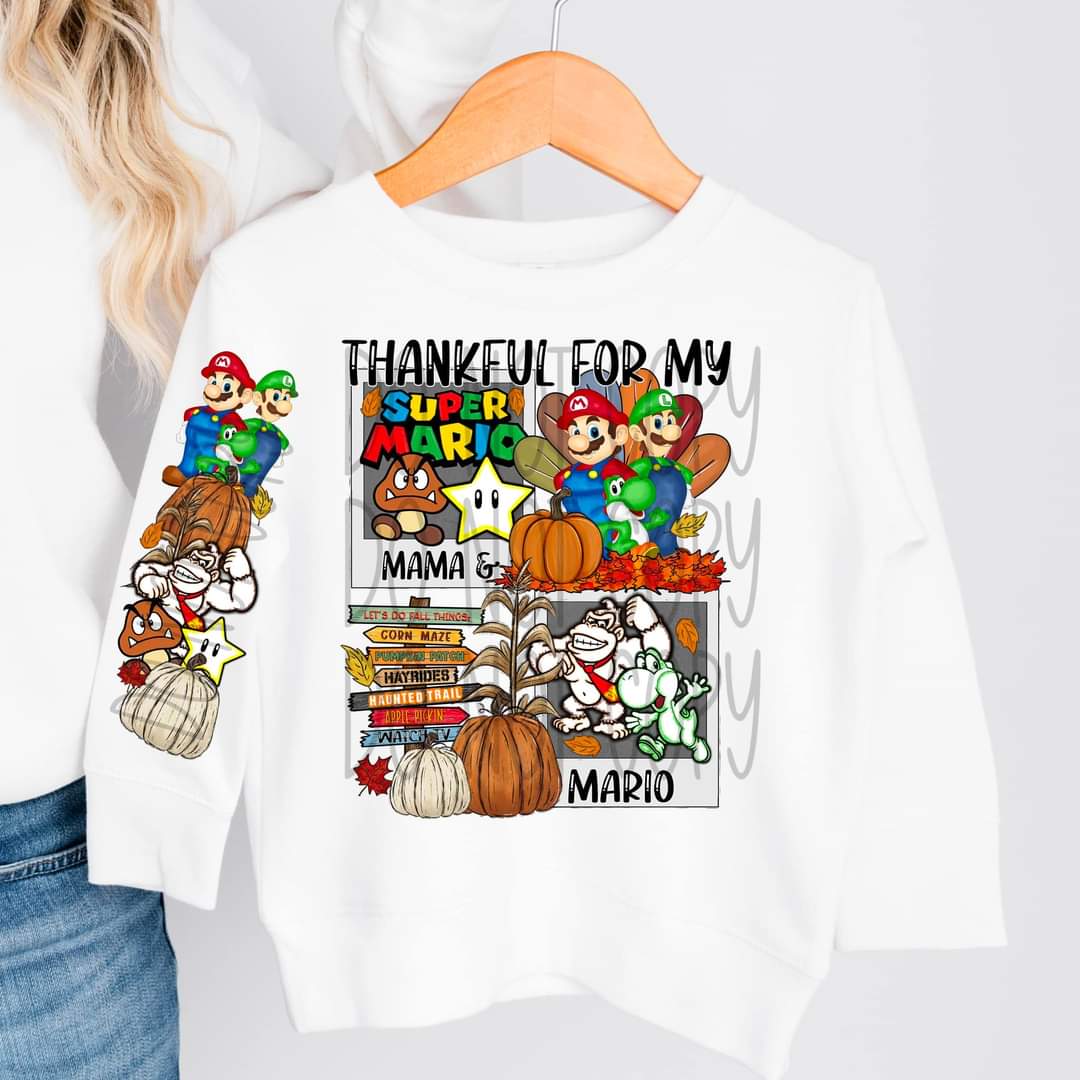 Thankful for My Mama & Kids Characters - KIDS SHIRT FDC.24 *add character wanted in notes