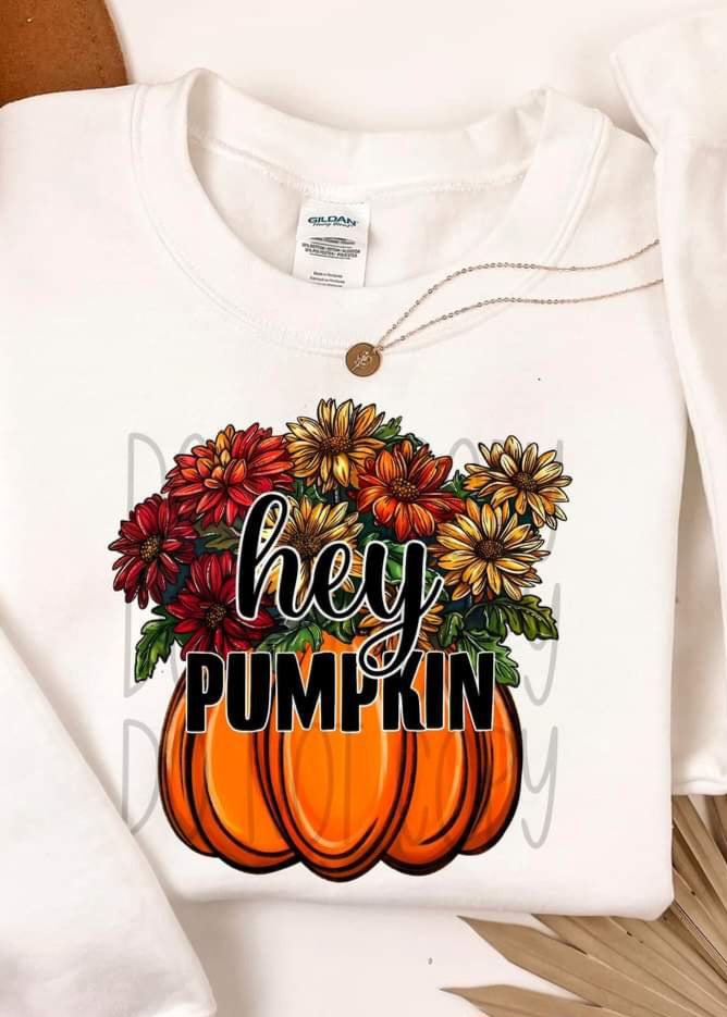 Hey Pumpkin Fall Floral with Pumpkin - SHIRT FDC.24