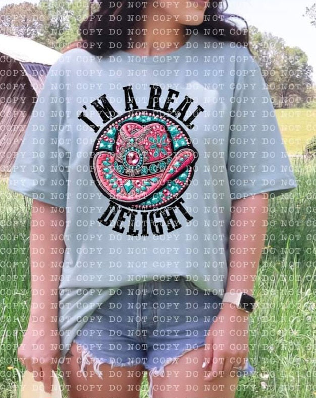 I'm A Real Delight Pink Cowgirl Hat Faux Rhinestone - SHIRT EC.D.D.24