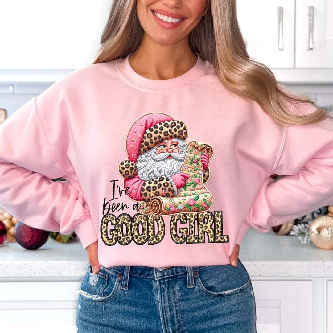 I've Been A Good Girl Santa Faux Quilted - SHIRT SDD.24