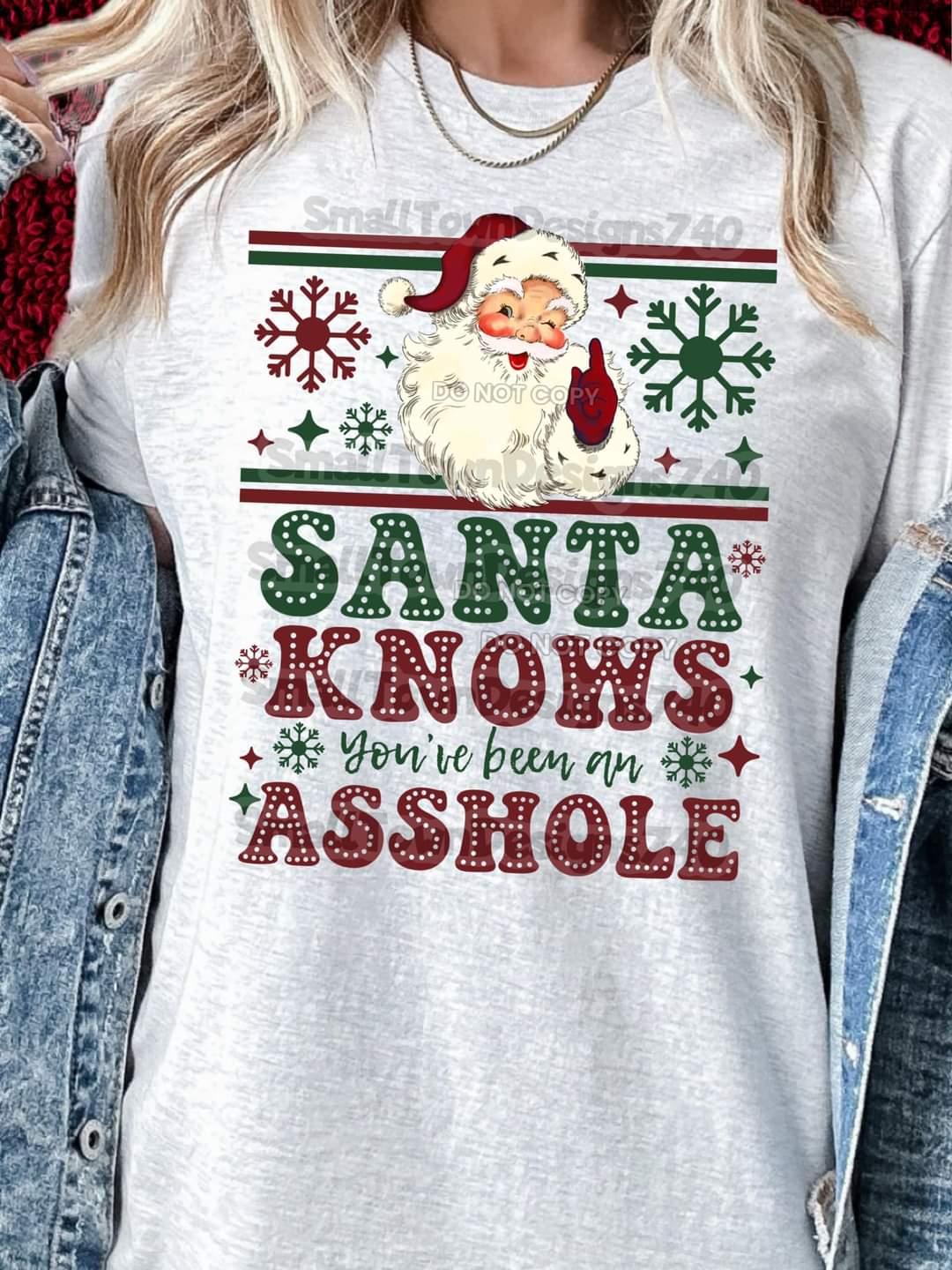 Santa Knows You've Been An Asshole Ugly Sweater Style - SHIRT SM.T.D24