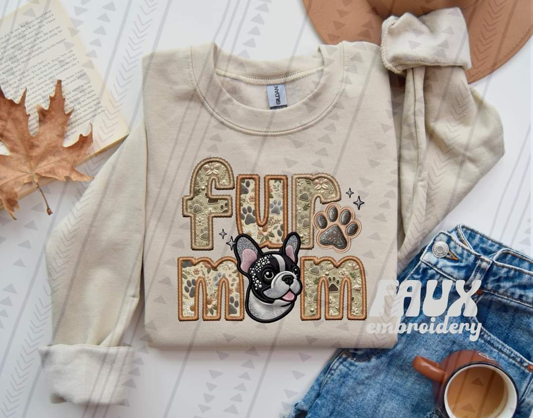 Fur Mom Frenchie Black And White Dog-SHIRT