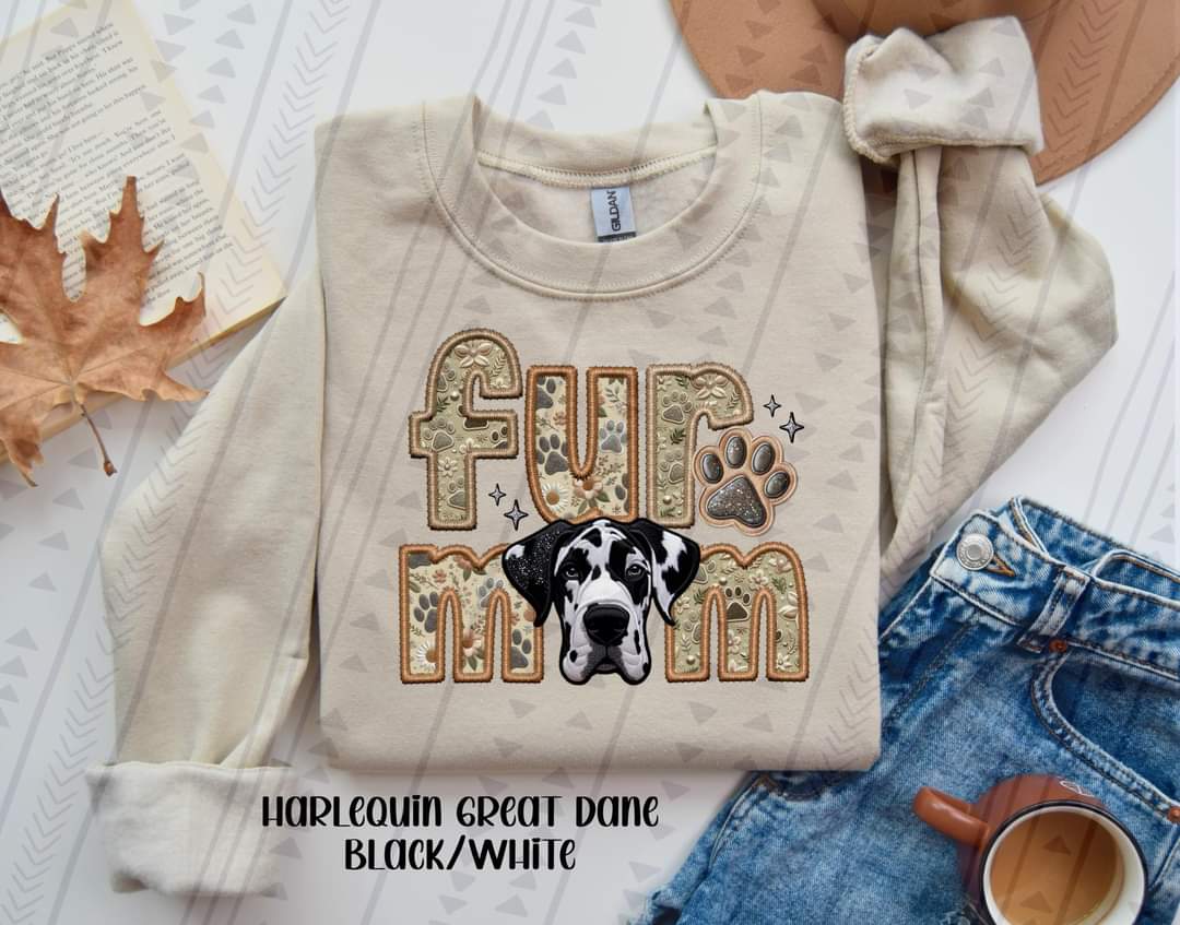 Fur Mom Great Dane Black And White Dog-SHIRT