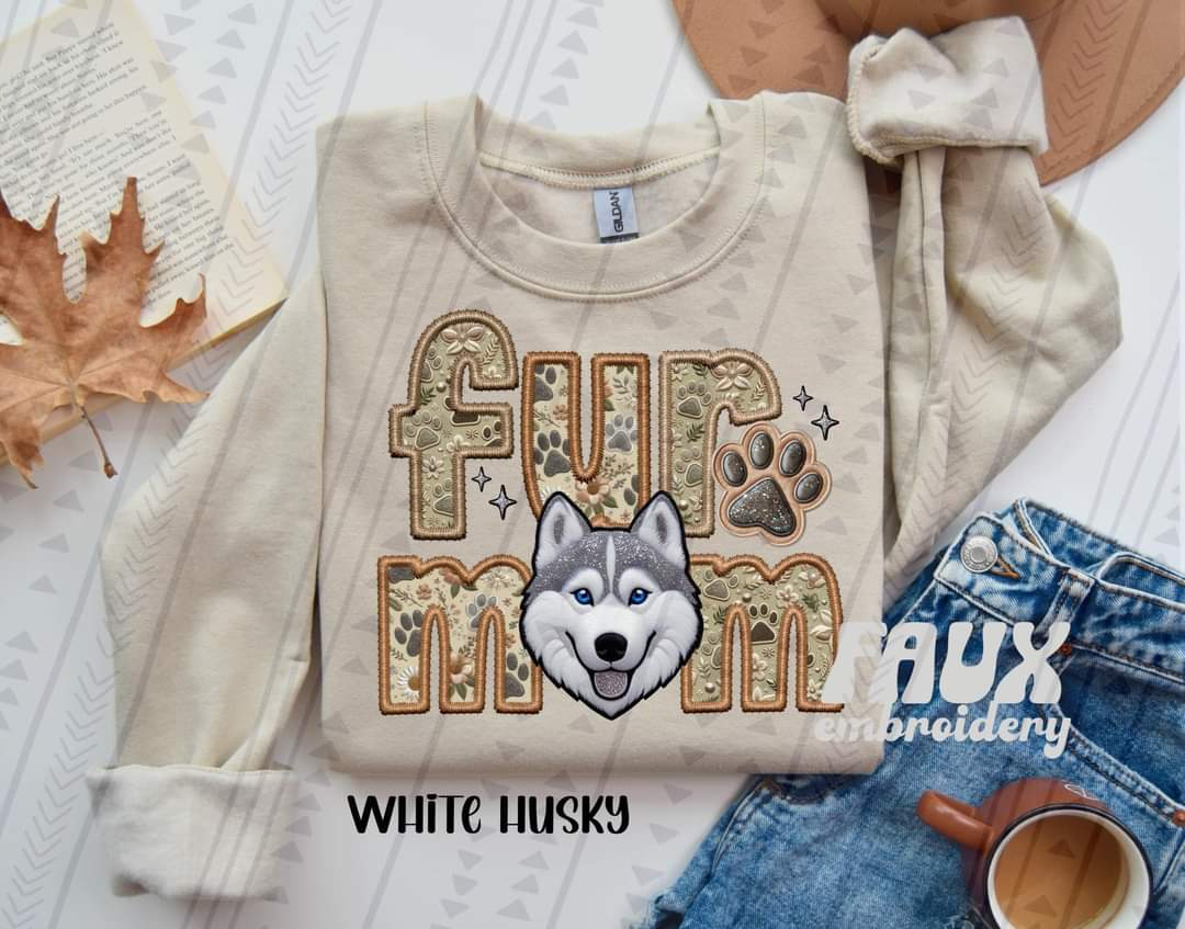 Fur Mom Husky White Dog-SHIRT