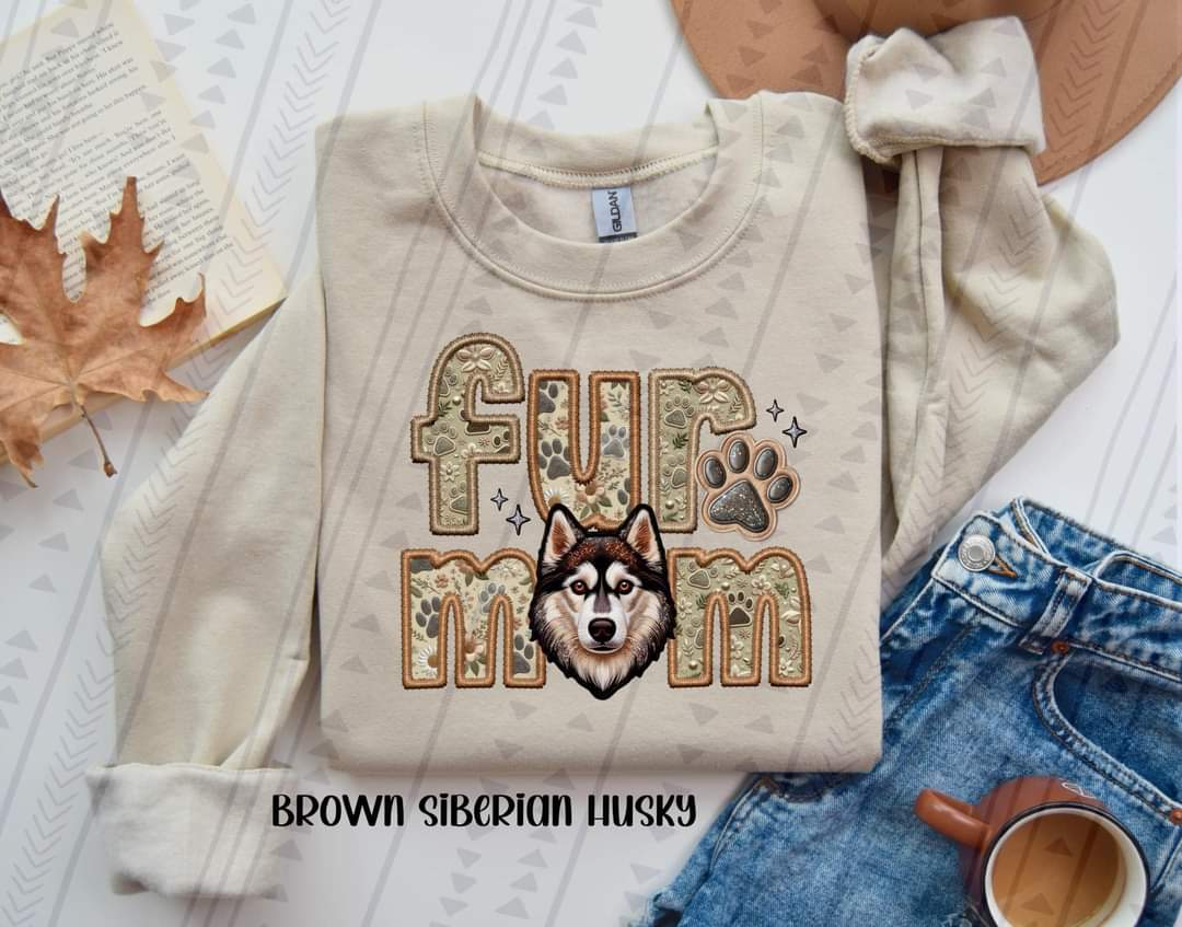 Fur Mom Husky Brown Siberian Dog-SHIRT
