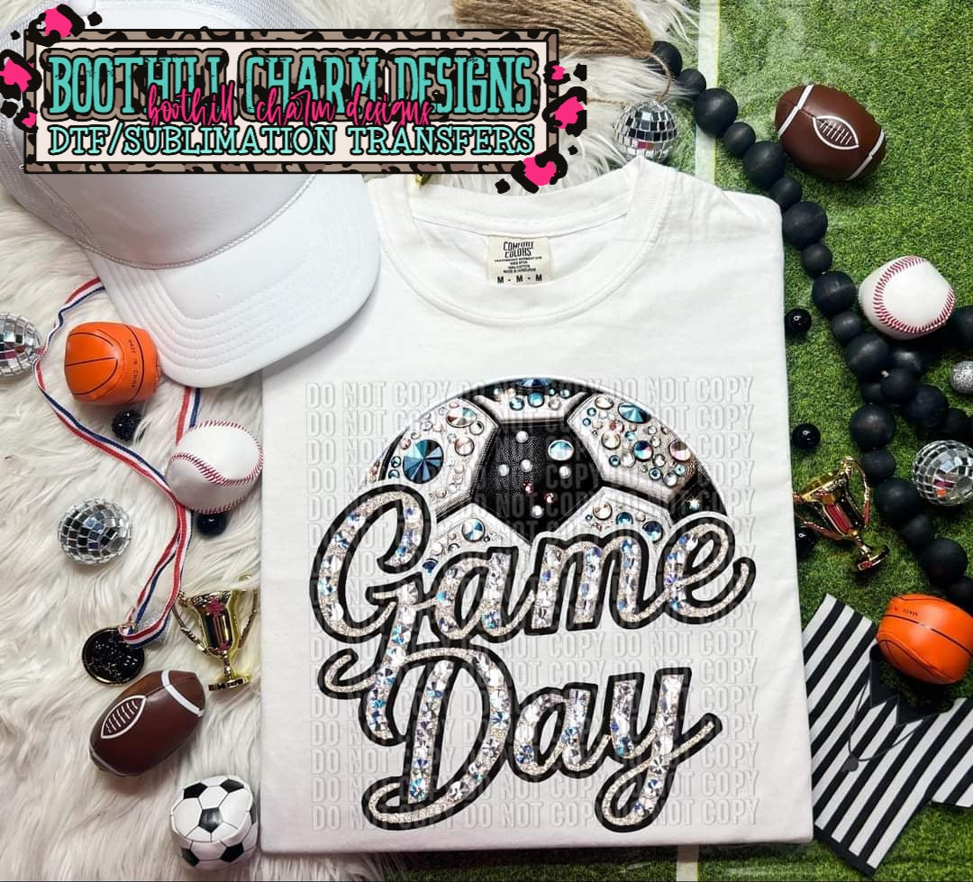 Game Day Soccer Faux Glitter Rhinestone - SHIRT CCD