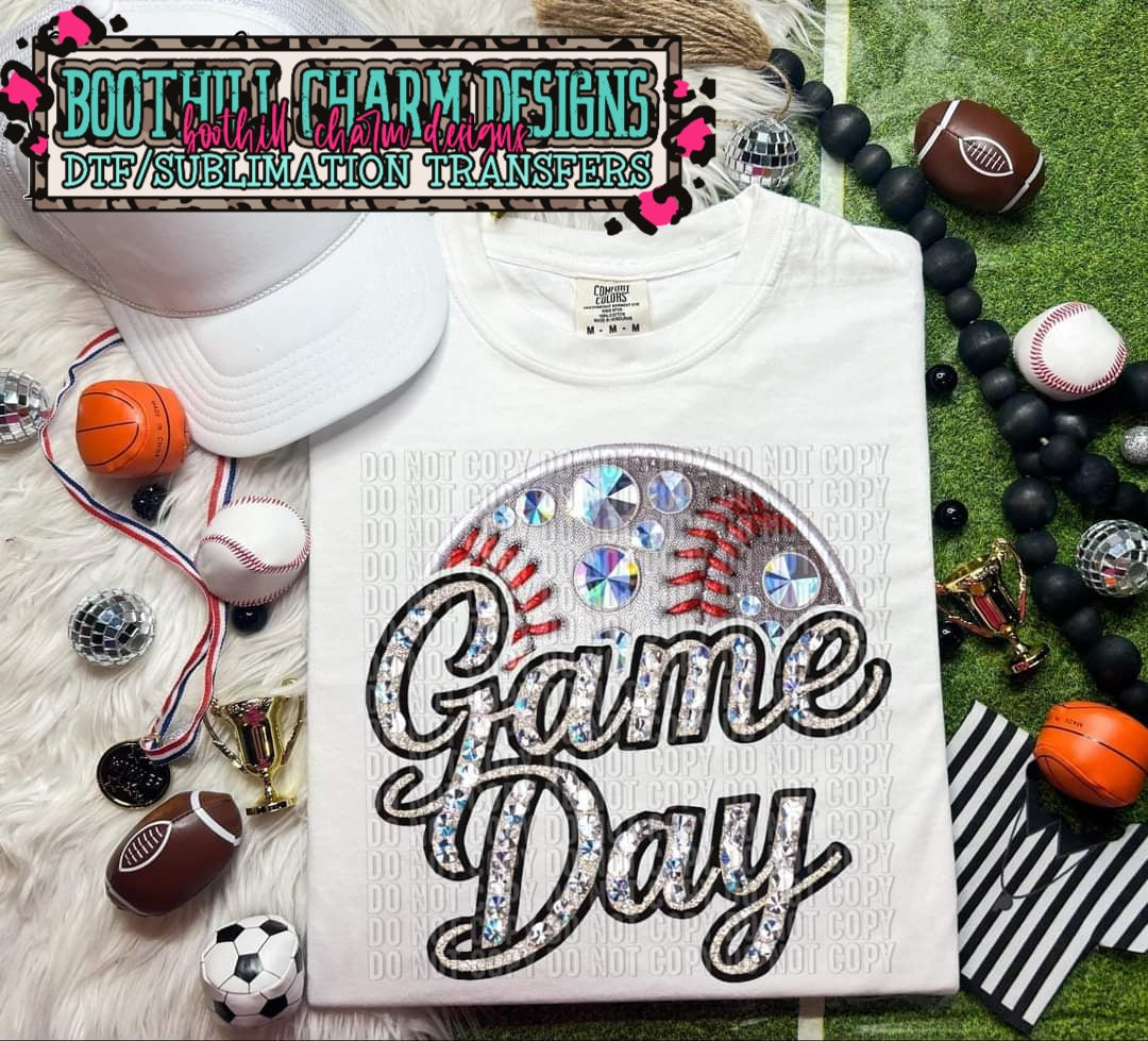 Game Day Baseball Faux Glitter Rhinestone - SHIRT CCD