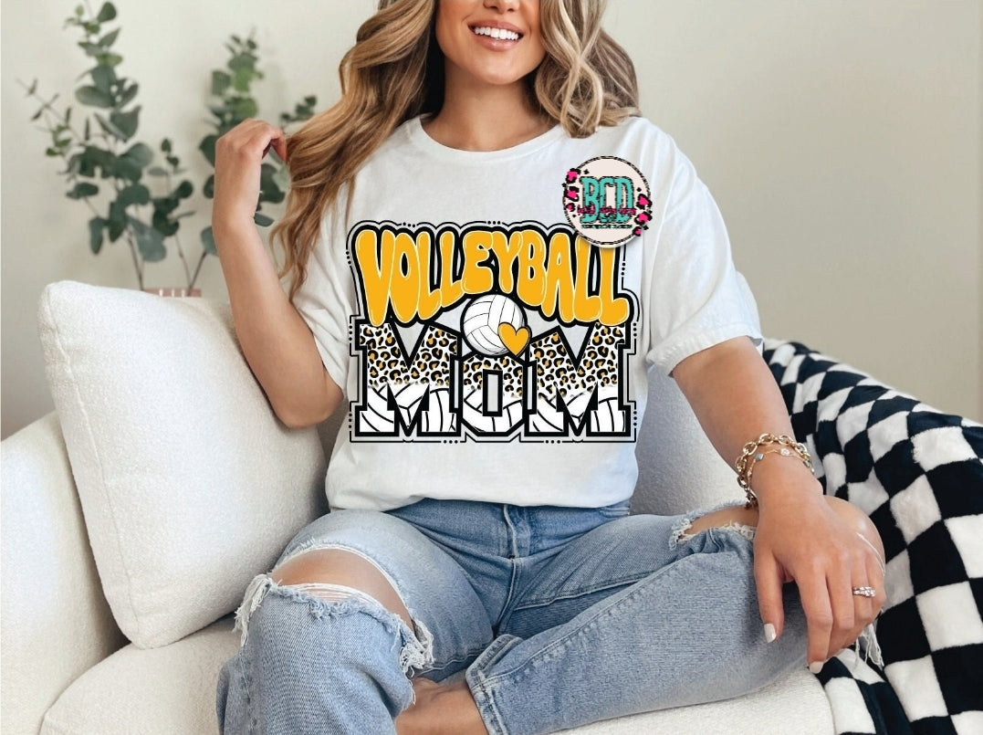 Volleyball Mom Leopard Yellow - SHIRT