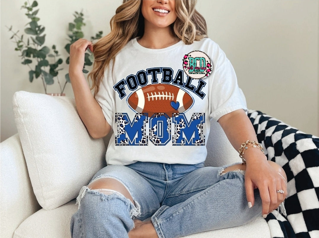 Football Mom Blue Leopard - SHIRT