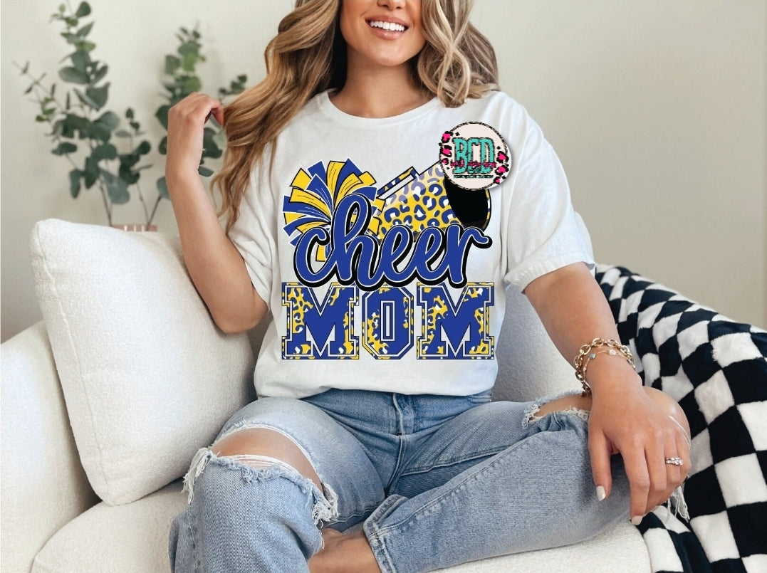 Cheer Mom Blue & Gold Leopard - SHIRT