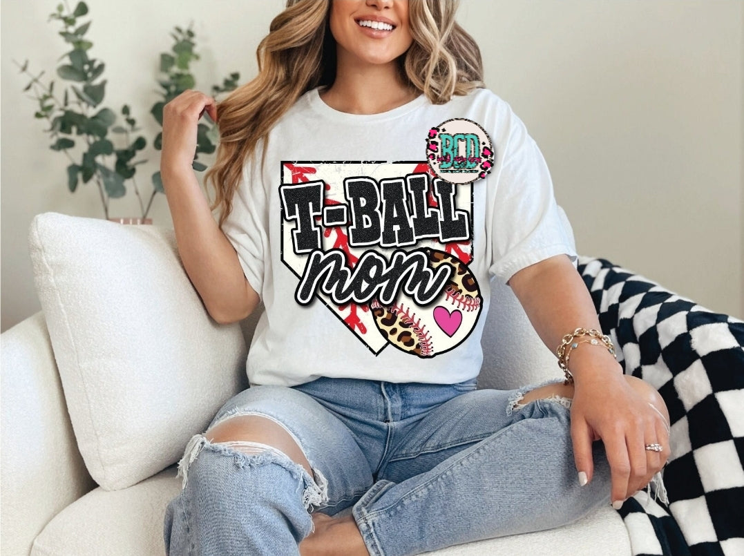 T-Ball Mom Home Plate Leopard - SHIRT