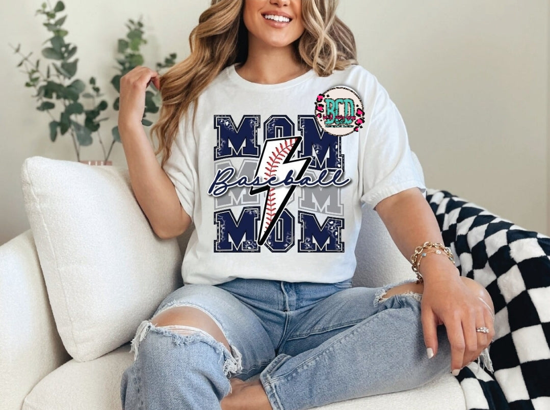 Baseball Mom Blue Leopard Stacked - SHIRT