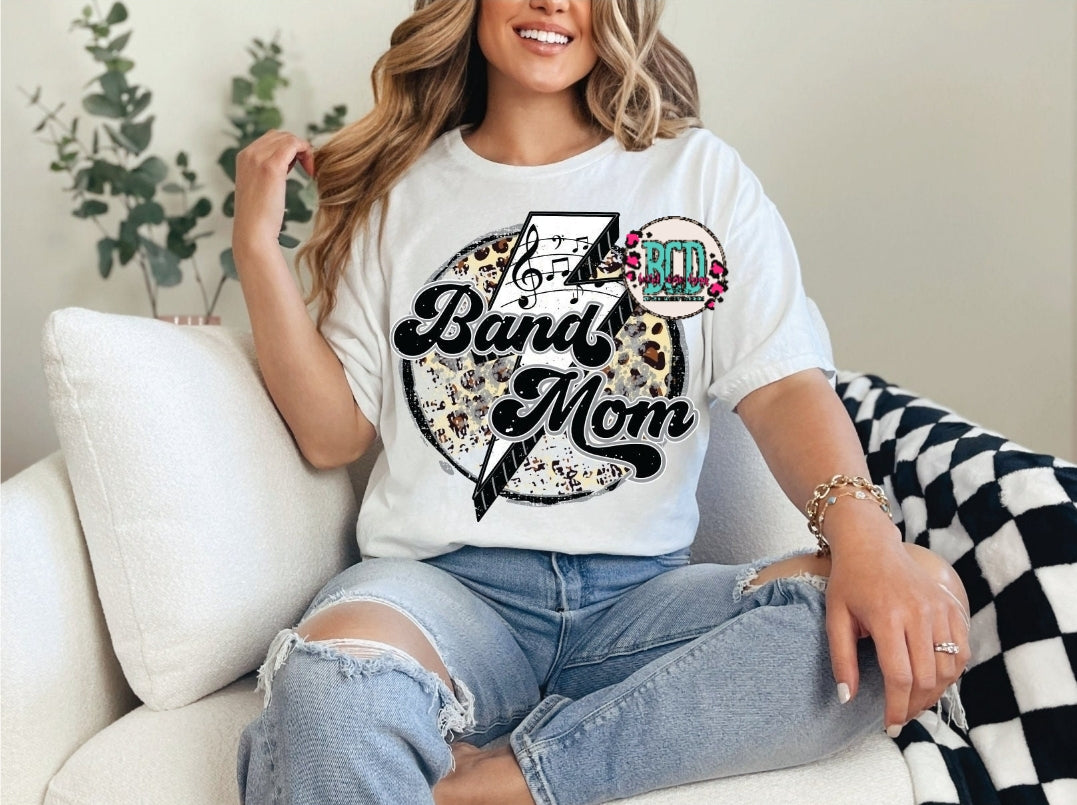 Band Mom Leopard Circle With Lightening Bolt - SHIRT