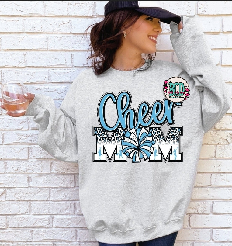Cheer Mom Light Blue Leopard - SHIRT