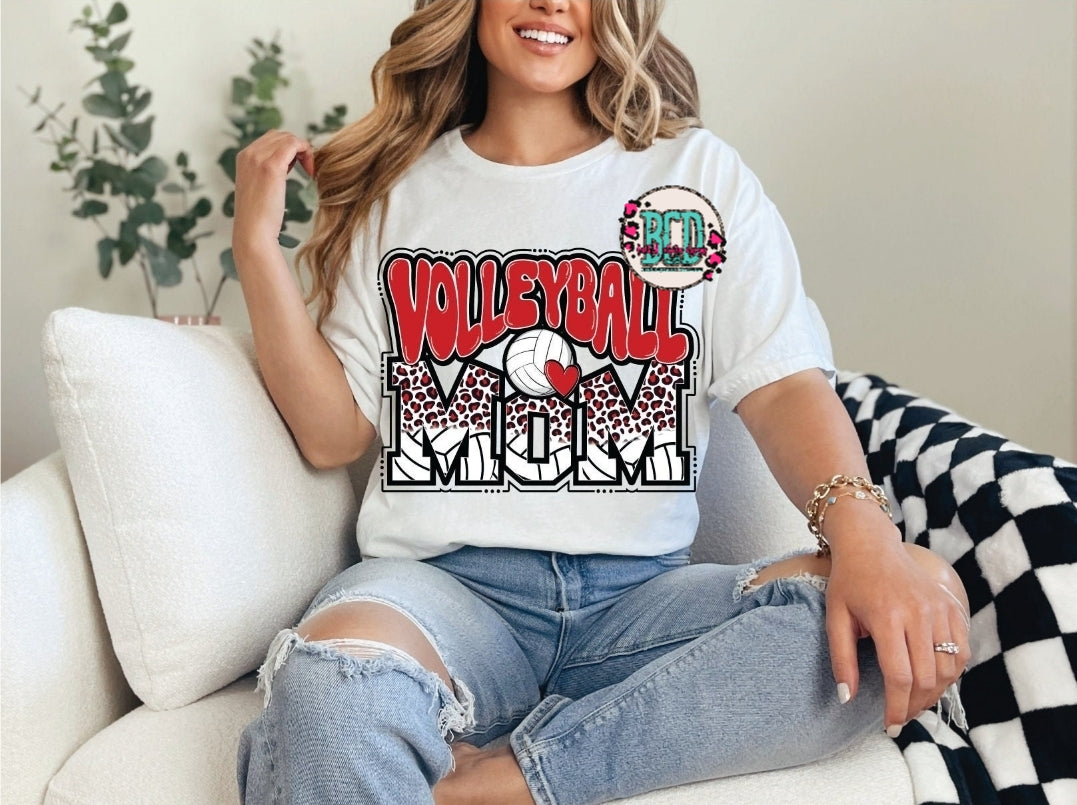 Volleyball Mom Red Leopard - SHIRT