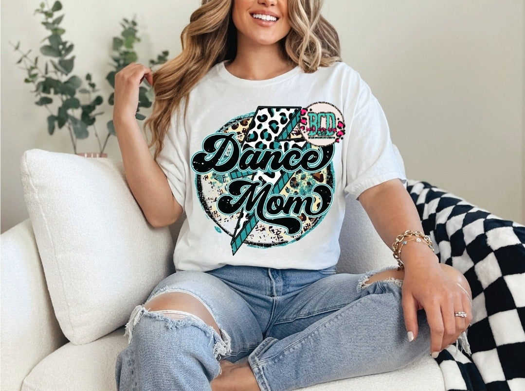 Dance Mom Leopard Circle With Lightening Bolt - SHIRT