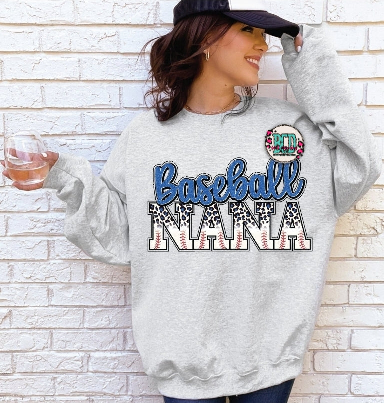 Baseball Nana Leopard Blue - SHIRT