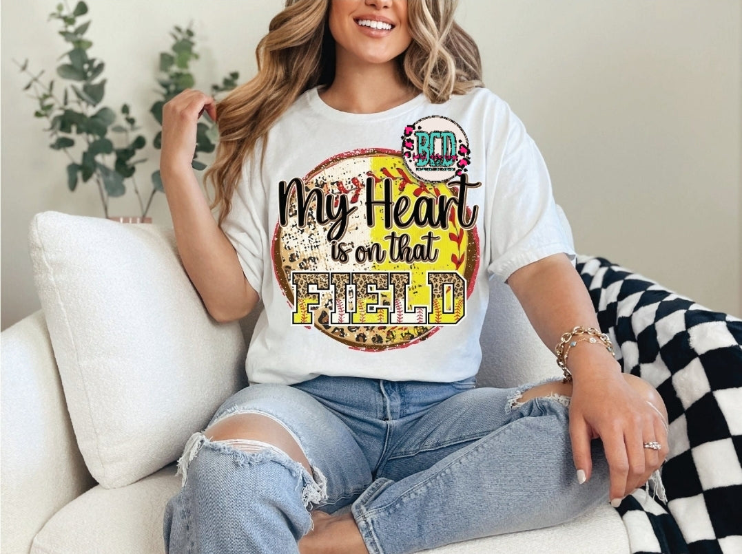 My Heart Is On That Field Baseball/Softball Leopard - SHIRT