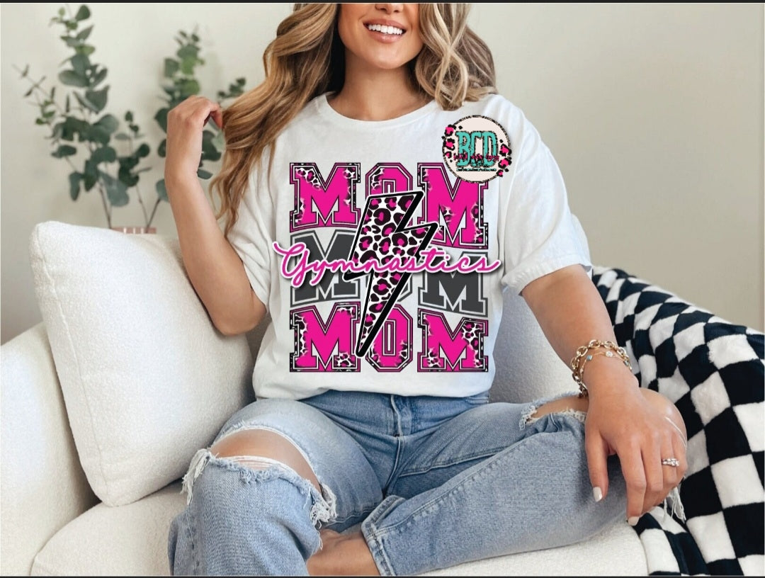 Gymnastics Mom Pink Leopard Stacked - SHIRT