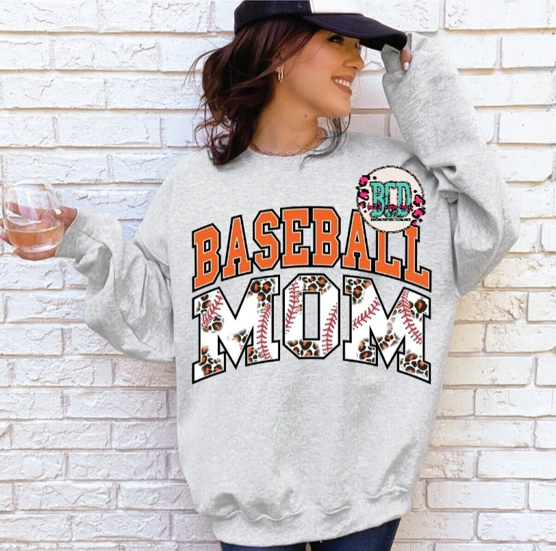 Baseball Mom Orange Leopard - SHIRT