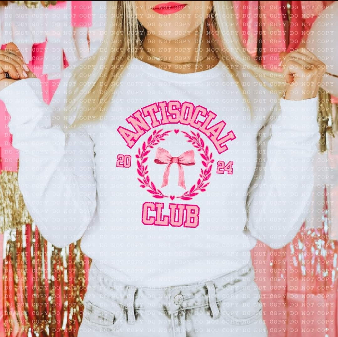 Antisocial Club Pink Coquette Bow - SHIRT