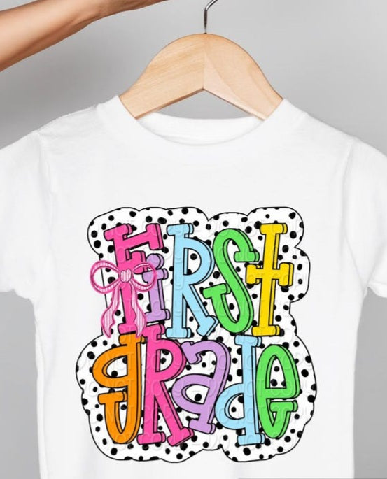 Colorful Dalmatian School Grade Pre School - 6th - KIDS SHIRT DWS25 *add grade in note section