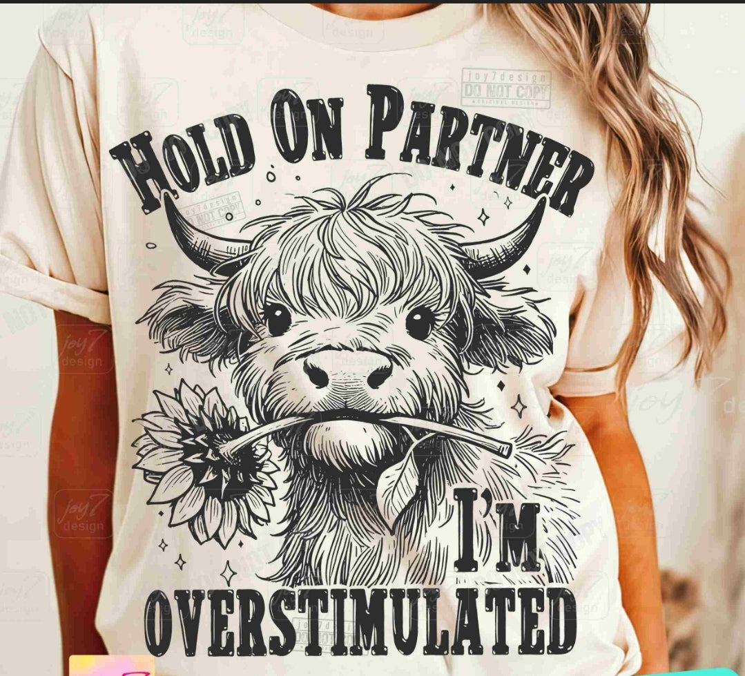 Hold On Partner I'm Overstimulated - SHIRT