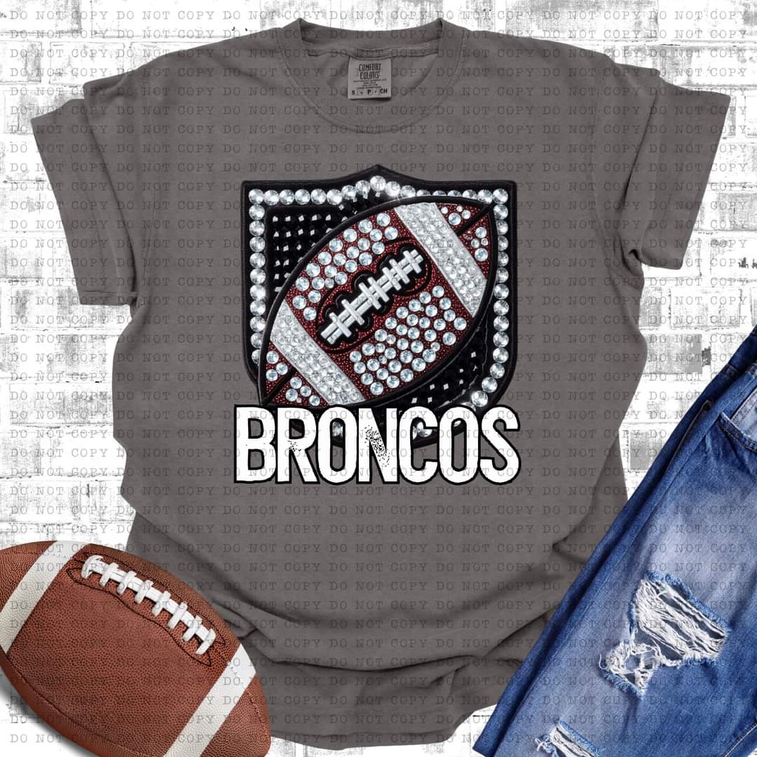 Football Faux Rhinestone-SHIRT *Add team name in notes box.