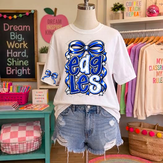 Eagles with Bow Blue - SHIRT *add in note box which design & color shirt you want.