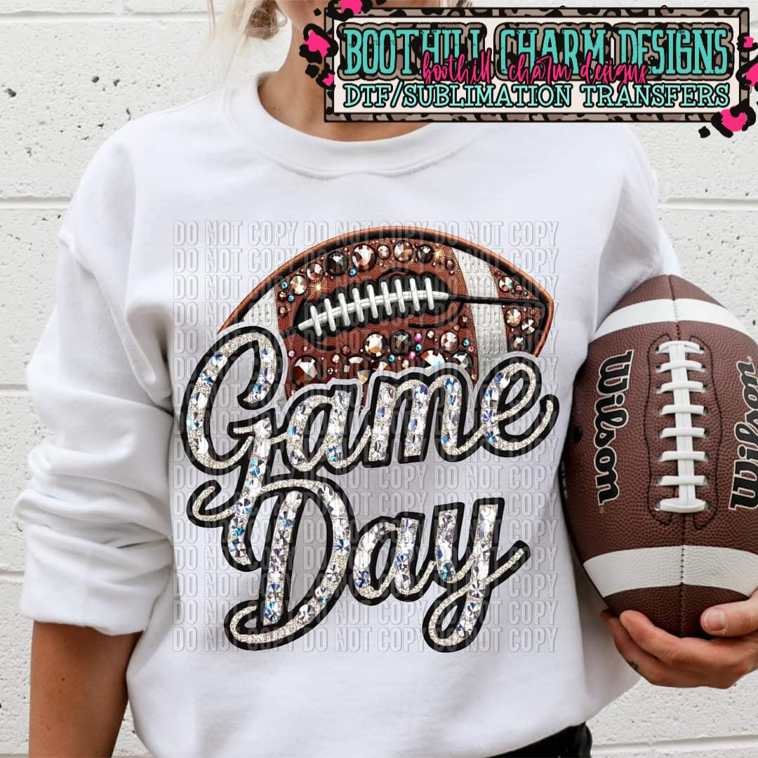 Game Day Football Faux Glitter Rhinestone - SHIRT CCD